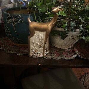 Fitz and Floyd Gold and Cream Deer Christmas reindeer